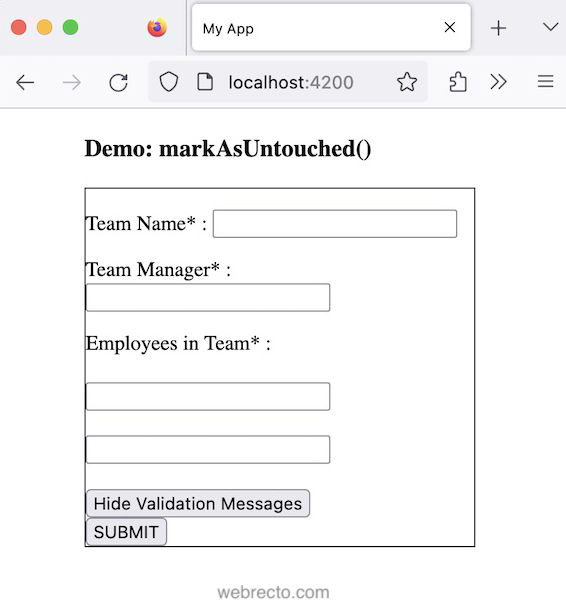 Angular markAsUntouched() Example